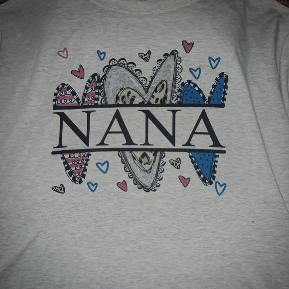 Gildan Cream 'Nana' Leopard Circle Short Sleeve Tee with Blue & Pink Accents - Picture 4 of 5